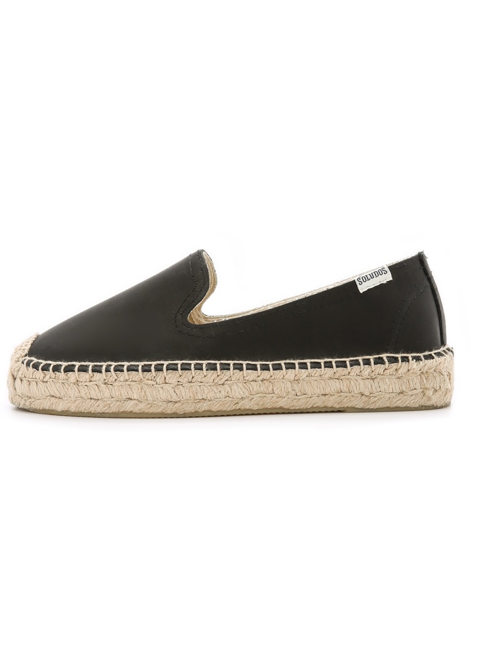 Black Leather Platform Soludos